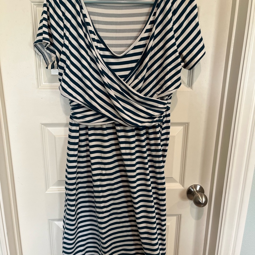Reborn J White and Green Wrap Midi Sundress